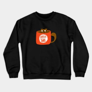 cat coffee time cup Crewneck Sweatshirt